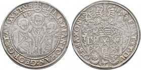 Altdeutschland und RDR bis 1800: Sachsen, Christian II., Johann Georg I. und August, 1591-1611: Reichstaler 1593, Dresden, 28,94 g, Davenport 9820, Ke...