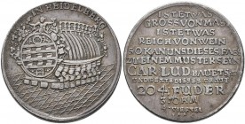 Baden: Pfalz-Kurfürstentum, Karl Ludwig, 1648-1680: Silbermedaille 1664, unsigniert, Heidelberger Faßmedaille, geprägt auf die Wiederinstandsetzung de...