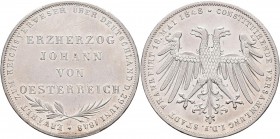 Frankfurt am Main: Doppelgulden 1848, auf die Wahl von Erzherzog Johann von Österreich zum Reichsverweser von Deutschland, AKS 2018,No. 39, Jaeger 46,...