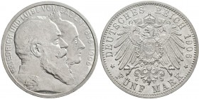 Baden: Friedrich I. 1852-1907: 5 Mark 1906, Goldene Hochzeit, Jaeger 35, Kratzer im av, sonst vorzüglich.
 [taxed under margin system]