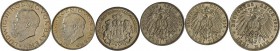 Bayern: Ludwig III. 1913-1918: Lot 2 Münzen: 2 Mark und 3 Mark 1914 D, Jaeger 51/52 , vorzüglich - stempelglanz.
 [taxed under margin system]