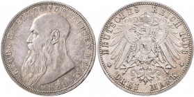 Sachsen-Meiningen: Georg II. 1866-1914: 3 Mark 1908 D, Jaeger 152, feine Patina, sehr schön-vorzüglich.
[taxed under margin system]
