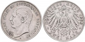 Schwarzburg-Rudolstadt: Günther Viktor 1890-1918: 2 Mark 1898 A, Jaeger 167, sehr schön.
 [taxed under margin system]