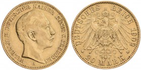 Preußen: Wilhelm II. 1888-1918: 20 Mark 1902 A, Jaeger 252, 7,93 g, 900/1000 Gold. Kratzer, sehr schön.
 [plus 0 % VAT]