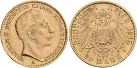 Preußen: Wilhelm II. 1888-1918: 20 Mark 1912 A, Jaeger 252, 7,97 g, 900/1000 Gold. Kratzer, sehr schön.
 [plus 0 % VAT]