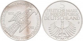 Bundesrepublik Deutschland 1948-2001: 5 DM 1952 D, Germanisches Museum, Jaeger 388, feine Kratzer, vorzüglich.
 [taxed under margin system]