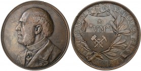 Medaillen alle Welt: Belgien, Leopold II. 1865-1909: Bronzemedaille 1887 von Eduard Louis Geerts auf Generaldirektor Louis Saint Paul de Sincay - Firm...