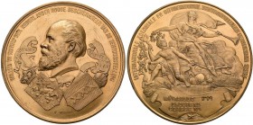 Medaillen alle Welt: Niederlande, Wilhelm III. 1849-1890: Vergoldete Bronzemedaille (Medaille d' Or) 1883 von A. Fisch auf die Internatinale Kolonialw...