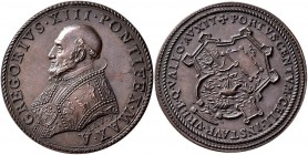 Medaillen alle Welt: Italien-Kirchenstaat, Gregor XIII. 1572 - 1585: Bronzemedaille o. J., auf die Einrichtung des Hafens von Civitavecchia, 33 mm, 20...