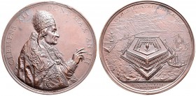 Medaillen alle Welt: Italien-Kirchenstaat, Clemens XII. 1730-1740: Bronzemedaille 1734, von O. Hamerani, auf die Erichtung des Pestlazaretts von Ancon...