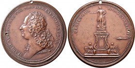 Medaillen alle Welt: Polen, Stanislaus Lesczynski 1738-1766: Bronzemedaille 1755, von Saint-Urbain, auf die Errichtung des Standbildes für seinen Schw...