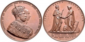 Medaillen alle Welt: Schweden, Karl XV. 1859 - 1872: Lot 2 Stück, Bronzemedaille 1860 von Ericsson, auf die Krönung Louisas der Niederlande, 58 mm, 88...
