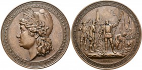 Medaillen alle Welt: USA: Bronzemedaille 1892 von W. Mayer, Stuttgart, auf die 400-jährige Entdeckung von Amerika. Vs: Büste der Liberty nach links, R...
