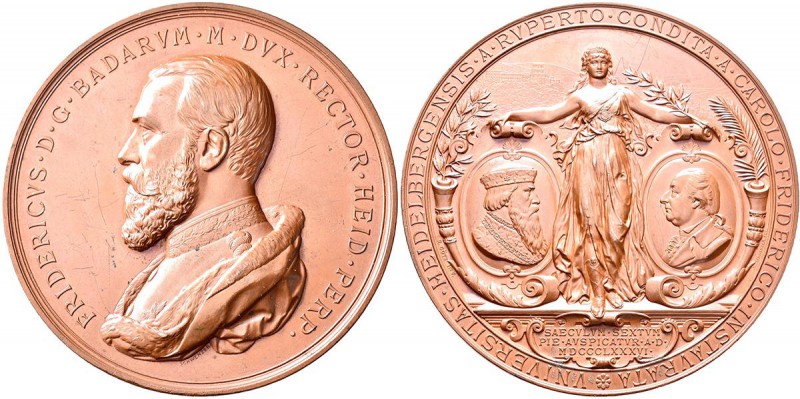 Medaillen Deutschland: Baden-Durlach, Friedrich I. 1852-1907: Bronzemedaille 188...