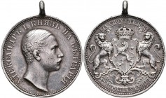 Medaillen Deutschland: Bulgarien, Alexander I. 1879-1886: Tragbare Silbermedaille 1879 von Karl Schwenzer,, auf die Wahl von Alexander I. (* 5. April ...