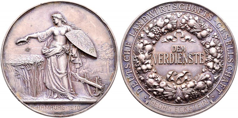 Medaillen Deutschland: Hamburg: Lot 2 Stück, Bronzene Prämienmedaille o.J. (Grav...