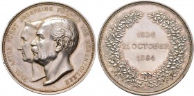 Medaillen Deutschland: Hohenzollern-Sigmaringen, Carl Anton 1848-1849: Silbermedaille 1884 von Karl Schwenzer, auf seine Goldene Hochzeit mit Josephin...