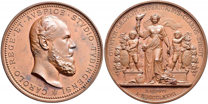 Medaillen Deutschland: Württemberg, Karl 1864-1891: Bronzemedaille 1877 von Karl...