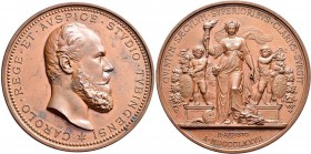 Medaillen Deutschland: Württemberg, Karl 1864-1891: Bronzemedaille 1877 von Karl Schwenzer, auf die 400-Jahrfeier der Universität Tübingen. Av: Erhabe...