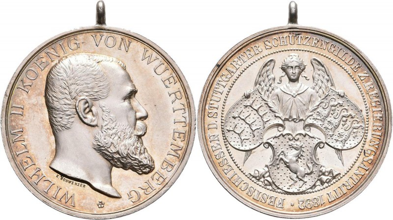 Medaillen Deutschland: Württemberg, Wilhelm II. 1891-1918: Tragbare Silbermedail...