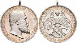 Medaillen Deutschland: Württemberg, Wilhelm II. 1891-1918: Tragbare Silbermedaille 1892, Vs: Stempel von Karl Schwenzer, Rs: Stempel von Georg Schille...