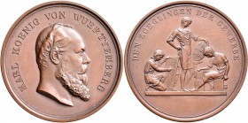 Medaillen Deutschland: Württemberg, Karl 1864-1891: Lot 2 Stück, Bronzemedaille o.J. (verliehen 1866-1889) von Karl Schwenzer, der Gewerblichen Fortbi...