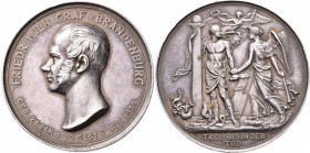 Medaillen Deutschland: Brandenburg-Preussen, Friedrich Wilhelm 1795-1850, Graf von Brandenburg: Silbermedaille 1850, von K. Fischer, auf seinen Tod, 5...