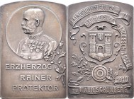 Medaillen Deutschland: Schönberg/Mähren: Silberpllakette 1910, Stempel von Joseph Christlbauer, auf das XI. Mährische Landes- und Kaiserhuldigungsschi...