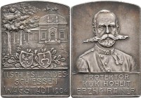 Medaillen Deutschland: Wagstadt/Schlesien: Silberpllakette 1904 (von Lauer), auf das II. Schlesische Landesschießen. Av: Brustbild des Protektors Erzh...