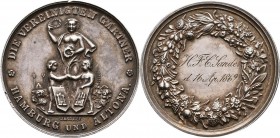Medaillen Deutschland - Geographisch: Hamburg und Altona: Silbermedaille o. J. (Gravur 1869) von J. Krause, ”DIE VEREINIGTEN GÄRTNER”, 31,6 mm, 10,44 ...