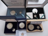 Südafrika: Eine kleine Sammlung an diversen Gedenkmünzen aus Südafrika, 5 Marine-Münzen-Sets aus Silber.
 [taxed under margin system]