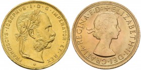 Österreich: Goldanleger aufgepasst. Ein Lot von 10 Goldmünzen, dabei je 1x : 1 + 4 Dukaten 1915, 4 + 8 Florin 1892, 10 Kronen 1912 + 20 Kronen 1915, 2...