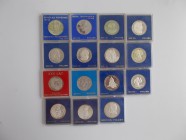 Polen: Lot 15 Silbergedenkmünzen: 8 x 100 Zlotych, 3 x 200 Zlotych, 1 x 500 Zlotych, 2 x 5.000 Zlotych und 1 x 50.000 Zlotych. Alle Münzen in quadrati...