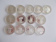 Polen: Lot 13 x 200000 Zloty Silbergedenkmünzen 1990-1992. In Kapsel, polierte Platte.
 [taxed under margin system]