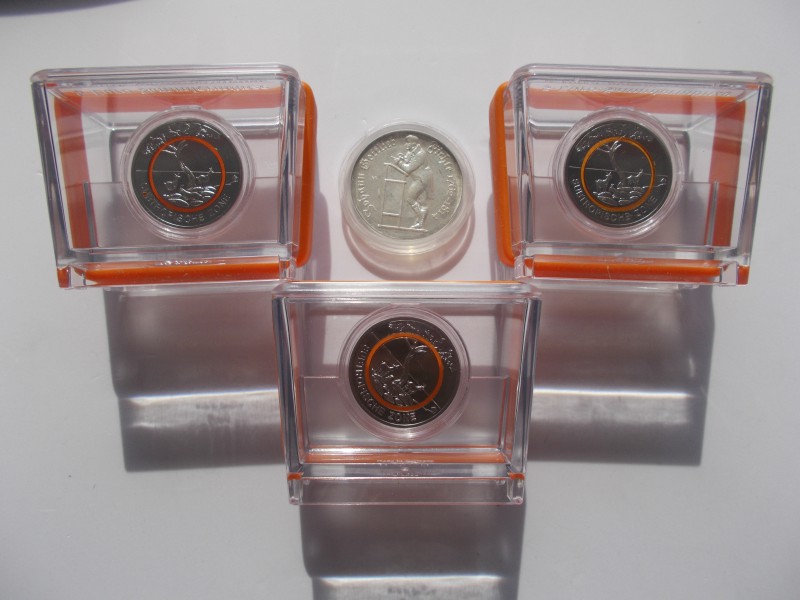 Deutschland: Lot 4 Münzen, 3 x 5 Euro 2018 Subtropische Zone (D,F,J) mit orangen...