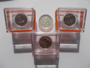 Deutschland: Lot 4 Münzen, 3 x 5 Euro 2018 Subtropische Zone (D,F,J) mit orangenem Ring in der Qualität polierte Platte (PP), in Original Box der VfS....