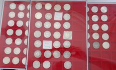 Bundesrepublik Deutschland 1948-2001: 73 x 5 DM Kursmünzen Silberadler inklusive des seltenes Jahrgangs 1958 J, nur 60.000 Ex., Jaeger 387 aufbewahrt ...