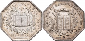 Medaillen alle Welt: Frankreich: Lot von 5 oktonalen Silbermedaillen, Alecon o. J. - Compagnie des Notaires / Lyon 1839 - Les Notaires de L´arrondisse...