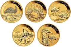 A set of five gold AUSTRALIAN EMU coins weighing one ounce each.
Obv: Image of ...