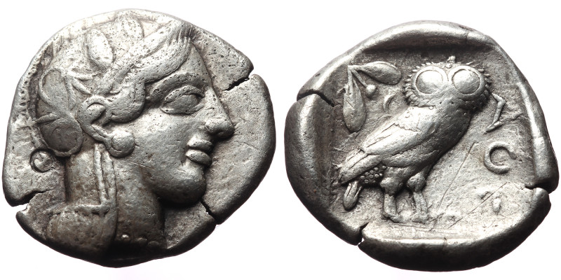 Attica, Athens, AR Tetradrachm,(Silver, 16.97 g 26mm), Circa 454-404 BC.
Obv: He...