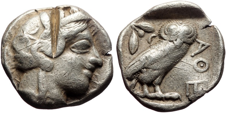 Attica, Athens, AR Tetradrachm,(Silver, 16.48 g 24mm), Circa 454-404 BC.
Obv: H...
