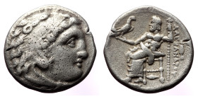Kingdom of Macedon, Alexander III 'the Great'. AR Drachm.(Silver, 4.20 g 17mm), 336-323 BC. Kolophon.
Obv: Head of Herakles right, wearing lion skin.
...