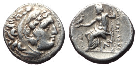 Kingdom of Macedon, Alexander III 'the Great' AR Drachm,(Silver, 4.15 g 17mm), 336-323 BC. Lampsakos.
Obv: Head of Herakles right, wearing lion skin.
...
