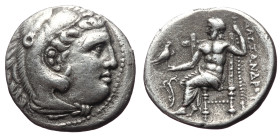 Kingdom of Macedon, Alexander III 'the Great', AR Drachm,(Silver, 3.89 g 18mm), 336-323 BC. Uncertain mint in Macedon or Greece.
Obv: Head of Herakles...