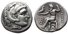 Kingdom of Macedon, Philip III Arrhidaios, AR Drachm (Silver, 4.22 g 16 mm), 323-317 BC. In the name and types of Alexander III. Lampsakos mint. Struc...