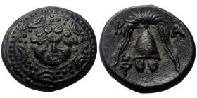 Kingdom of Macedon, Philip III Arrhidaios (323-317 BC). AE 1/2 Unit (Bronze, 17mm, 4.20g) Salamis.
Obv: Macedonian shield, with facing gorgoneion on ...