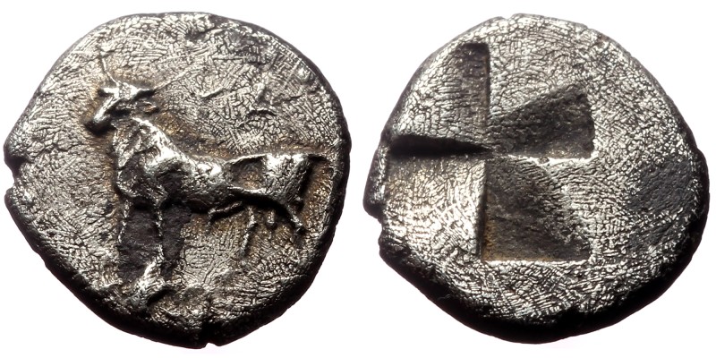 Thrace, Byzantion. 1/10 Stater (Circa 340-320 BC).
Obv: ΠY. Bull standing left ...