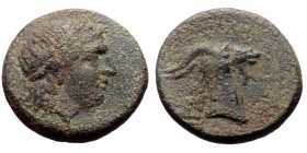 Aeolis, Aigai. Ae,(Bronze, 3.86 g 17mm). Circa 4th-3rd centuries BC.
Obv: Laureate head of Apollo right.
Rev: [AIΓΑΙ]. Head of goat right.
Ref: BMC...