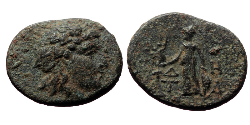 Aeolis, Temnos. Ae,(Bronze, 3.78 g 20mm), 2nd-1st centuries BC.
Obv: Wreathed he...