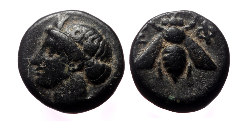 Ionia, Ephesos, AE, (Bronze, 1.17 g 10 mm), Circa 375-325 BC.
Obv: Female head l...